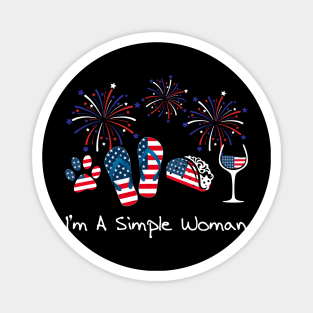 I_m A Simple Woman Taco Flip-Flop Paw Wine 4th Of July Magnet